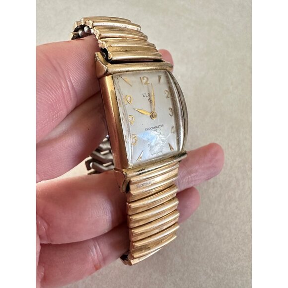 Elgin Shockmaster 60 manual vintage 10kt rolled gold plated tank wrist watch - Picture 4 of 12